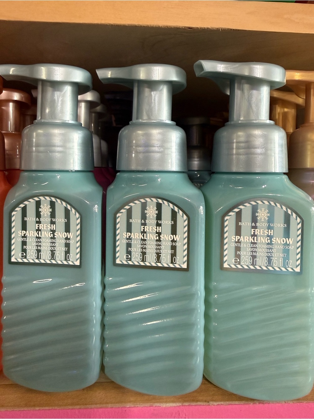 3 Bath & Body Works Fresh Sparkling Snow Foaming Hand Soap - Aqua Blue